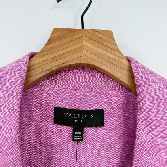 Talbots Plus Linen Herringbone Blazer Size 16W - Picture 3 of 11